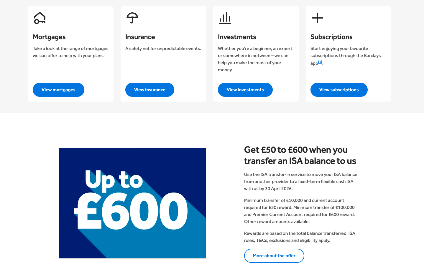 Barclays page after navigating back