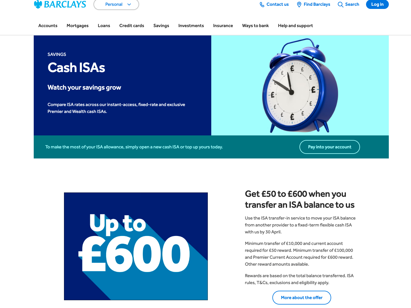 Barclays Cash ISA product page