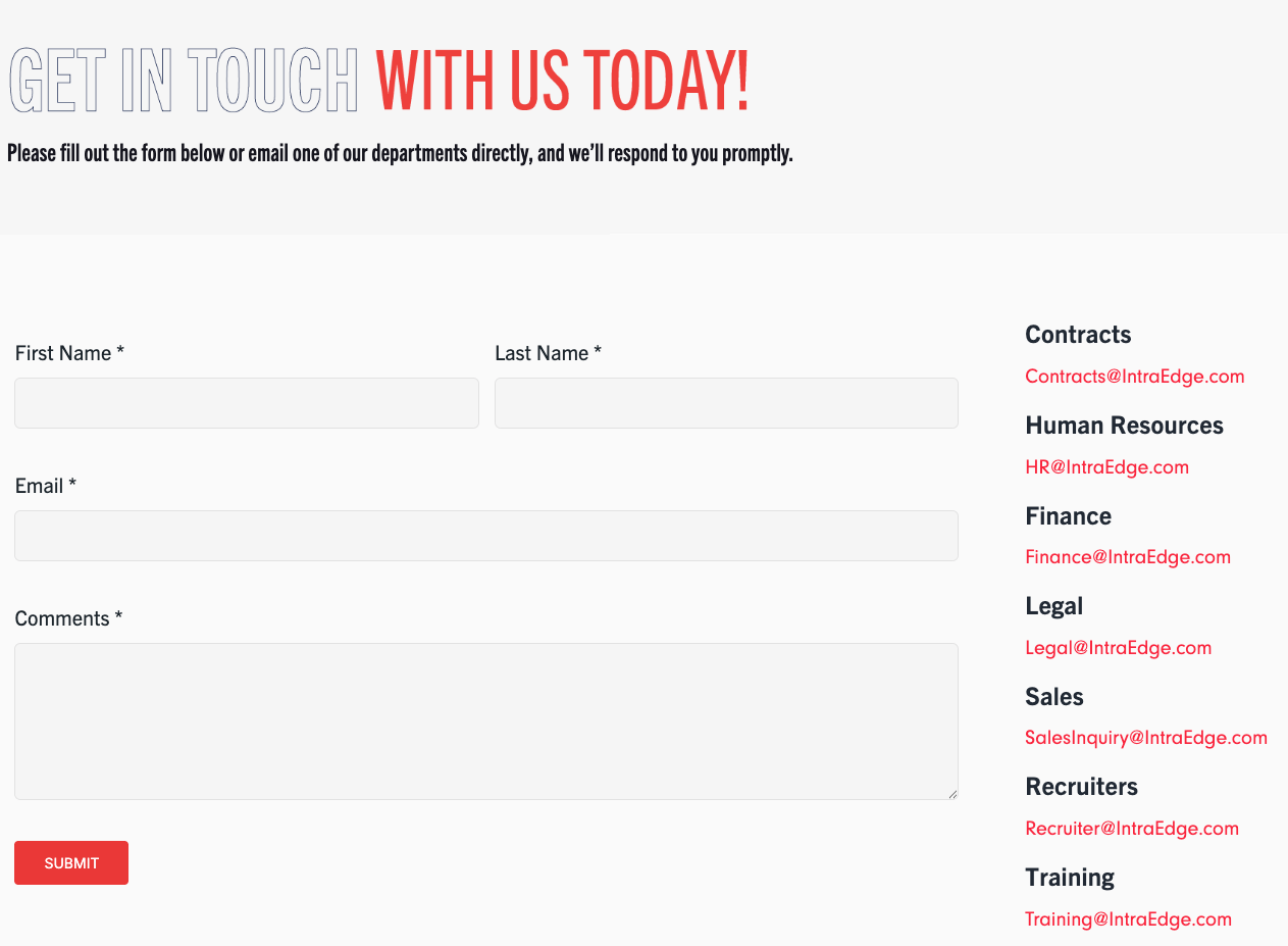 IntraEdge Get In Touch page