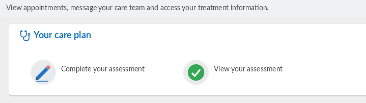 Healthcare portal dashboard home screen with proposed copy