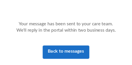 Healthcare portal confirmation message with proposed copy